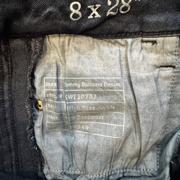 Tommy Bahama High Rise Ankle Dark Seacoast Stud Sides Jeans size 8x28 - Picture 9 of 10